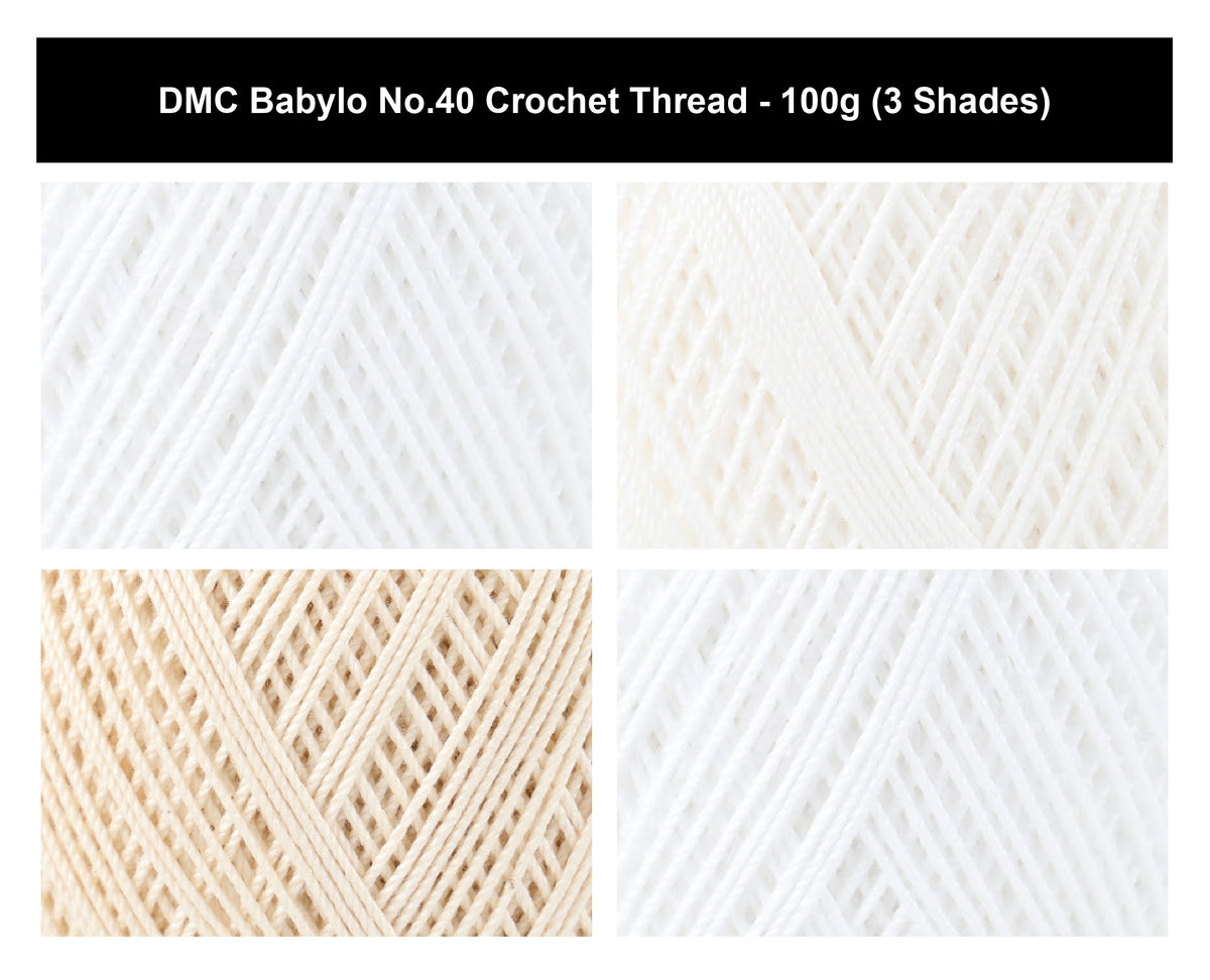 DMC Babylo No.40 Crochet Thread Yarn - 100g, 100% Mercerised Cotton Knitting Yarn for Decorative Lacework, Doilies & Fine Detail Crafting