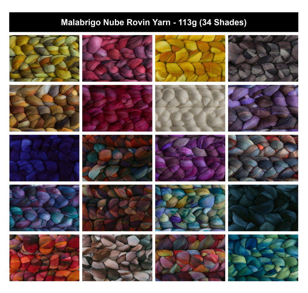 Malabrigo Nube Roving Crochet Yarn - 113g, 100% Ultra-Soft Hand-Dyed Unspun Merino Top for Spinning, Knitting, Needle Felting, Thrumming & Fibre Crafts