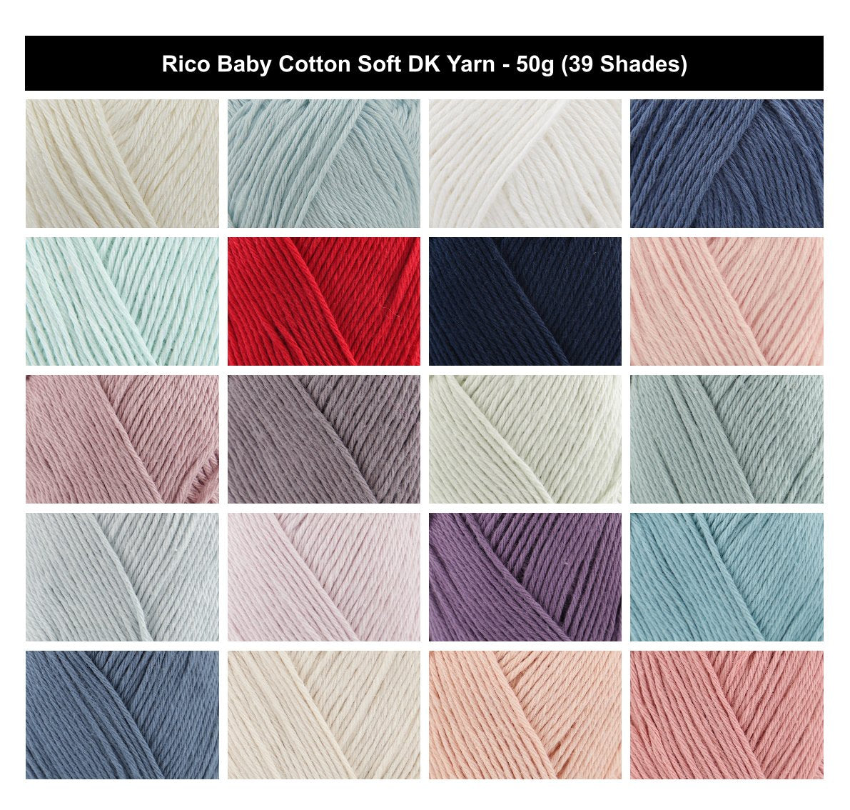 Rico Baby Cotton Soft DK Yarn for Crochet - 50G, Luxury Cotton Acrylic Blend Solid Pastel Shade Soft Knitting Baby Wool for Summer Garments, Socks & Toys