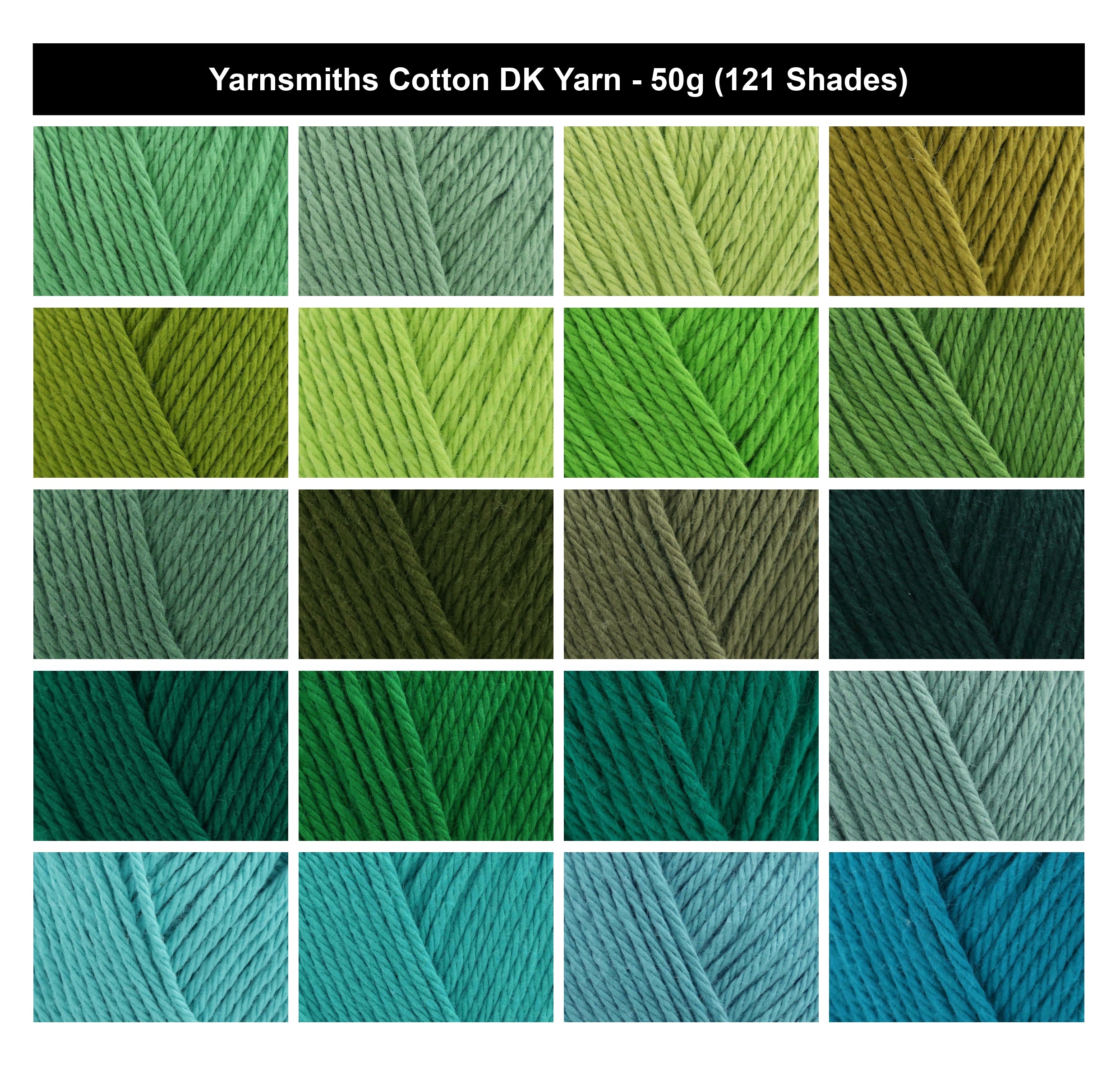 Yarnsmiths Cotton DK Yarn for Crochet - 50g, 100% Cotton Soft Double Knitting Wool with Matte Finish for Toys, Cardigans & Headwear