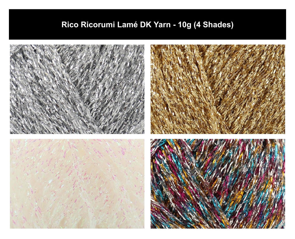Rico Ricorumi Lame DK Yarn for Crochet - 10G, Polyamide Polyester Blend Metallic Amigurumi Sparkle Double Knitting Glittery Yarn for Ornaments, Jewelry & Toys