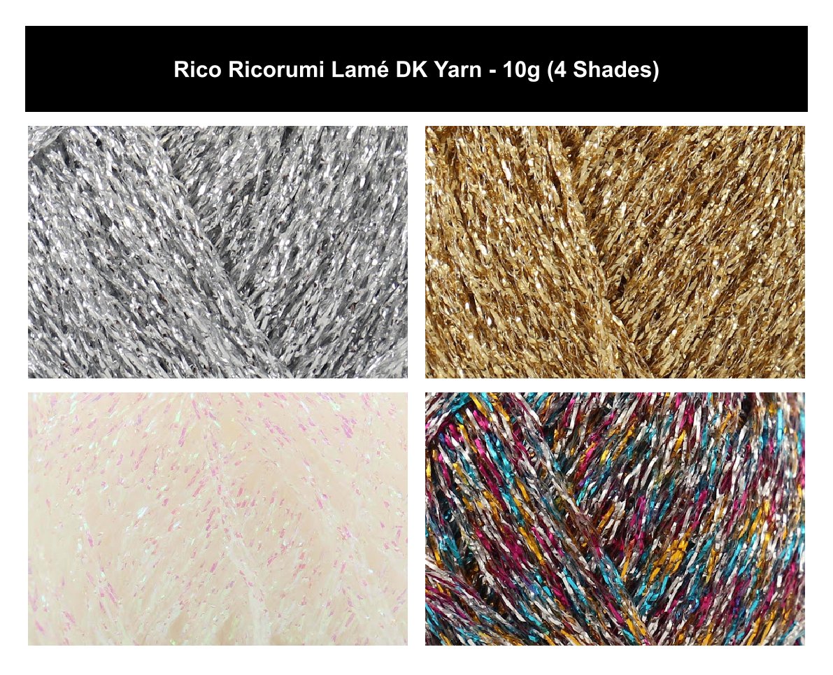 Rico Ricorumi Lame DK Yarn for Crochet - 10G, Polyamide Polyester Blend Metallic Amigurumi Sparkle Double Knitting Glittery Yarn for Ornaments, Jewelry & Toys