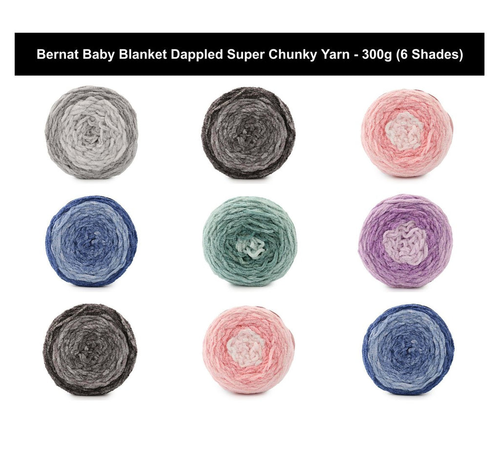 Bernat Baby Blanket Dappled Super Chunky Yarn - 300G, 100% Polyester Colour Changing Soft Chenille Knitting Crochet Cake Yarn for Baby Blankets & Accessories
