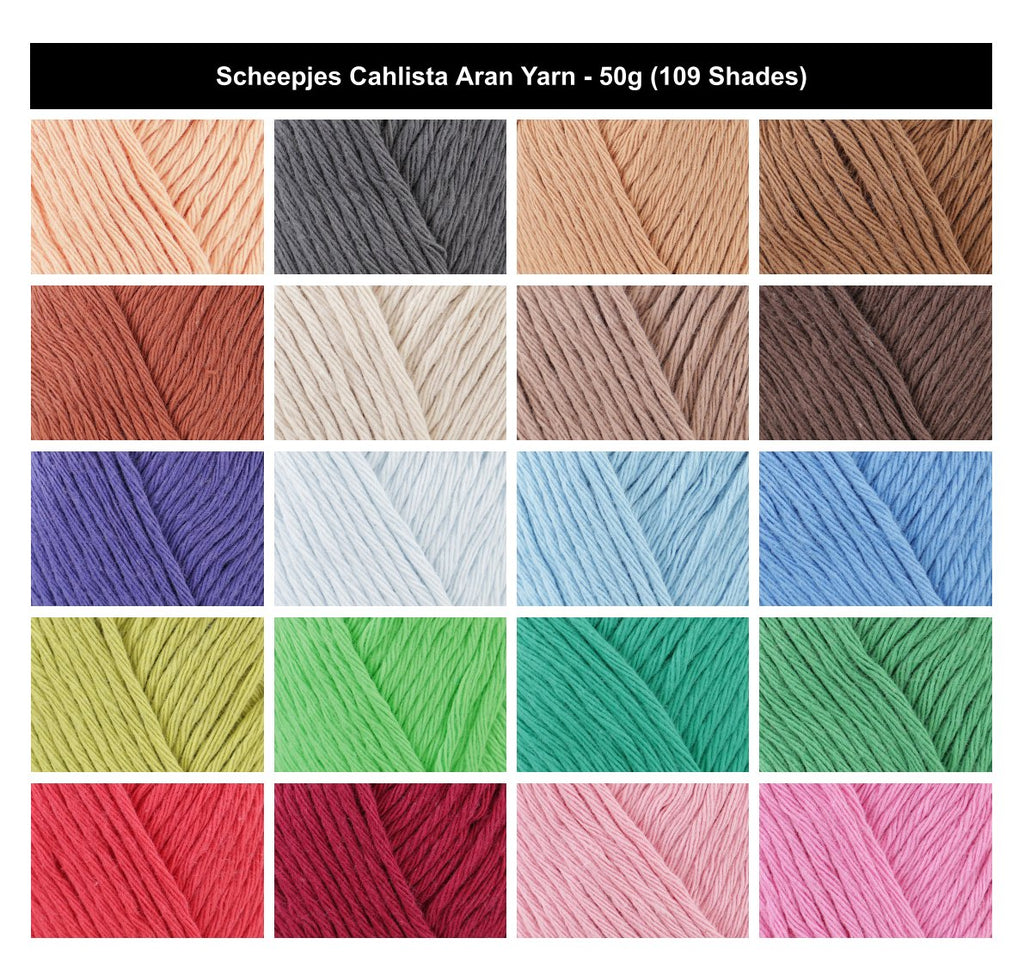 Scheepjes Cahlista Aran Crochet Yarn - 50g, 100% Natural Cotton Smooth Non-Mercerised Matte Finish Knitting Wool for Crafts & Cushions