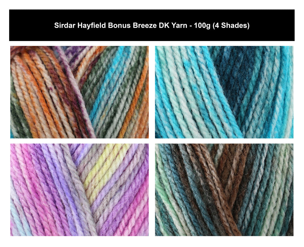 Sirdar Hayfield Bonus Breeze DK Crochet Yarn - 100g, 100% Acrylic Stonewashed Stripe Machine Washable Double Knitting Wool Yarn