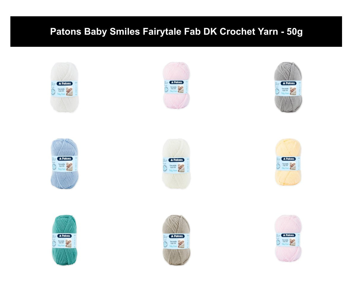 Patons Baby Smiles Fairytale Fab DK Crochet Yarn - 50g, Soft Acrylic Baby Double Knit Yarn for Knitting and Crochet, Gentle on Sensitive Skin for Babywear & Crafts