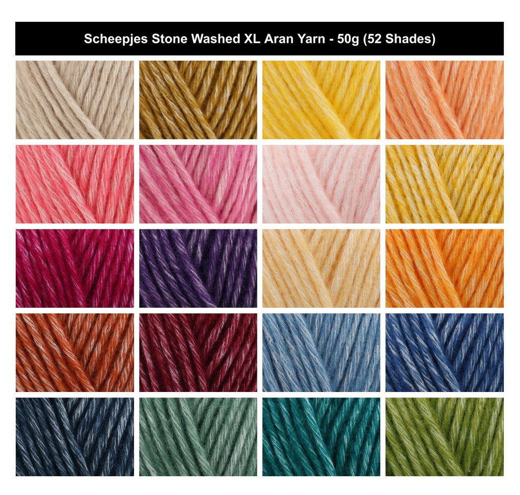 Scheepjes Stone Washed XL Aran Crochet Yarn - 50g, Cotton Acrylic Blend Cozy Knitting Wool With Soft Woolly Feel for Garments, Blankets & Headwear