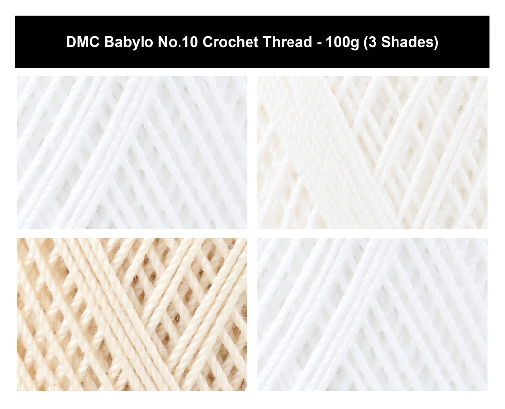 DMC Babylo No.10 Crochet Thread Yarn - 100g, 100% Mercerised Long Staple Cotton Thread for Lace, Cushions & Decorative Work