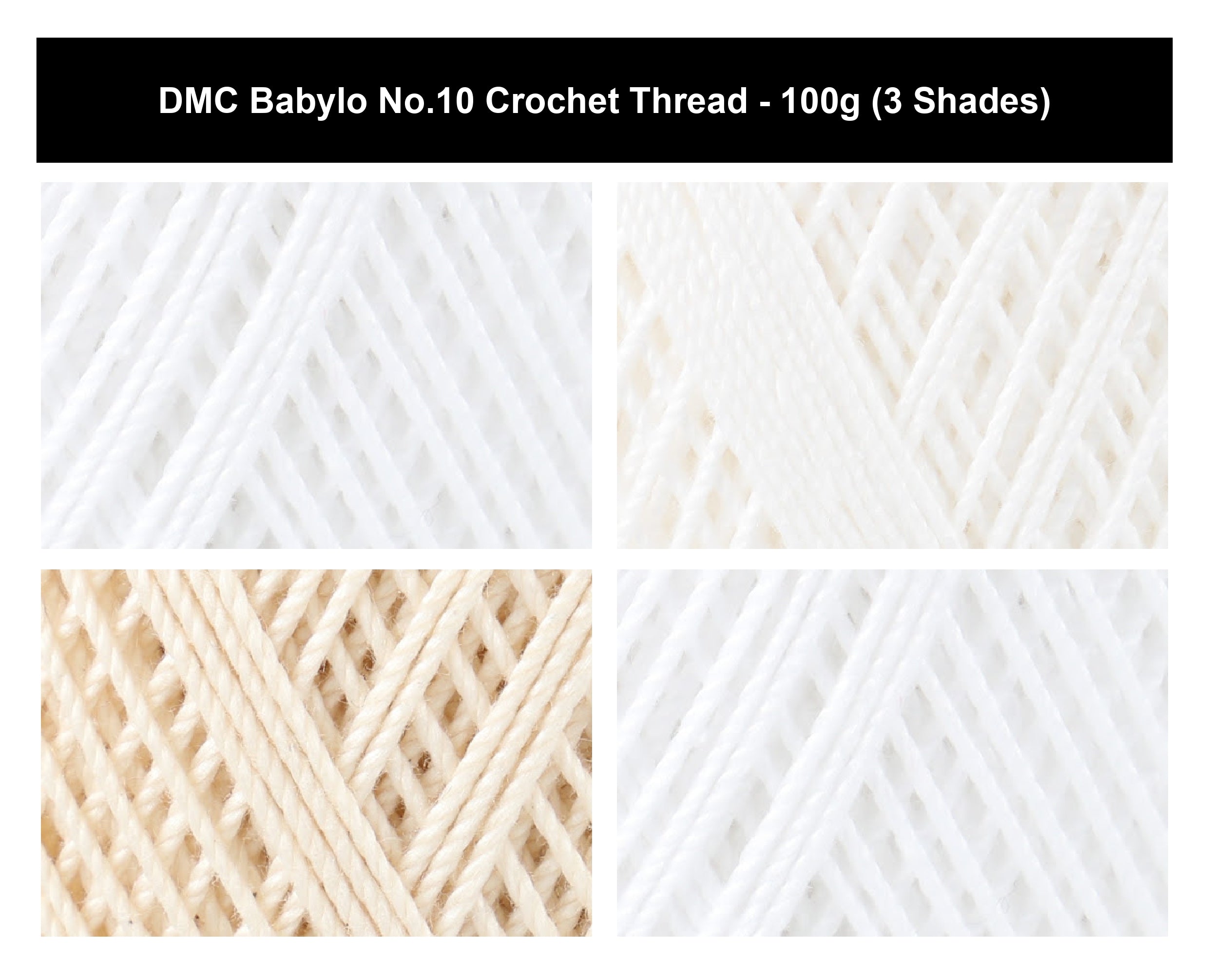 DMC Babylo No.10 Crochet Thread Yarn - 100g, 100% Mercerised Long Staple Cotton Thread for Lace, Cushions & Decorative Work
