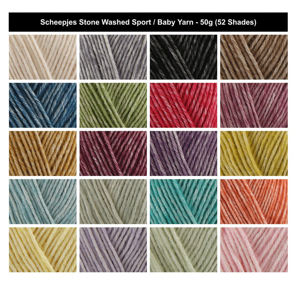Scheepjes Stone Washed Baby Yarn - 50g, Cotton Acrylic Blend Sport Weight Knitting & Crochet Yarn With Soft Woolly Feel for Blankets, Garments & Amigurumi