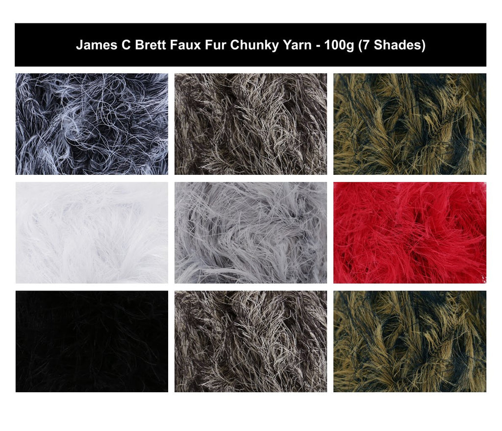 James C Brett Faux Fur Chunky Crochet Yarn - 100g, Fluffy Eyelash Style Nylon & Polyester Blend for Knitting & Crochet Baby Toys, Accessories & Plush Projects