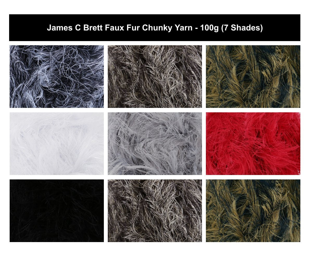 James C Brett Faux Fur Chunky Crochet Yarn - 100g, Fluffy Eyelash Style Nylon & Polyester Blend for Knitting & Crochet Baby Toys, Accessories & Plush Projects