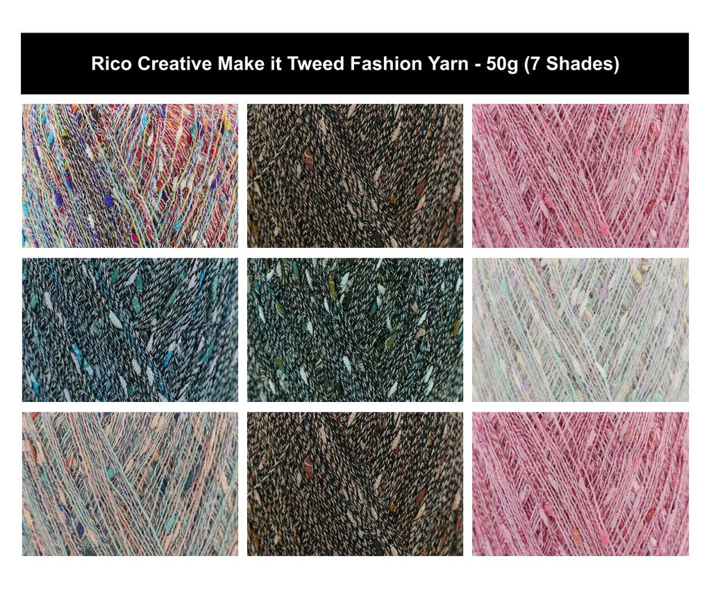 Rico Creative Make It Tweed Fashion Yarn - 50G, Polyamide Viscose Acrylic Blend Multi-Colored Confetti Tweed Knitting & Crochet Yarn for Sweaters, Shawls & Beanies