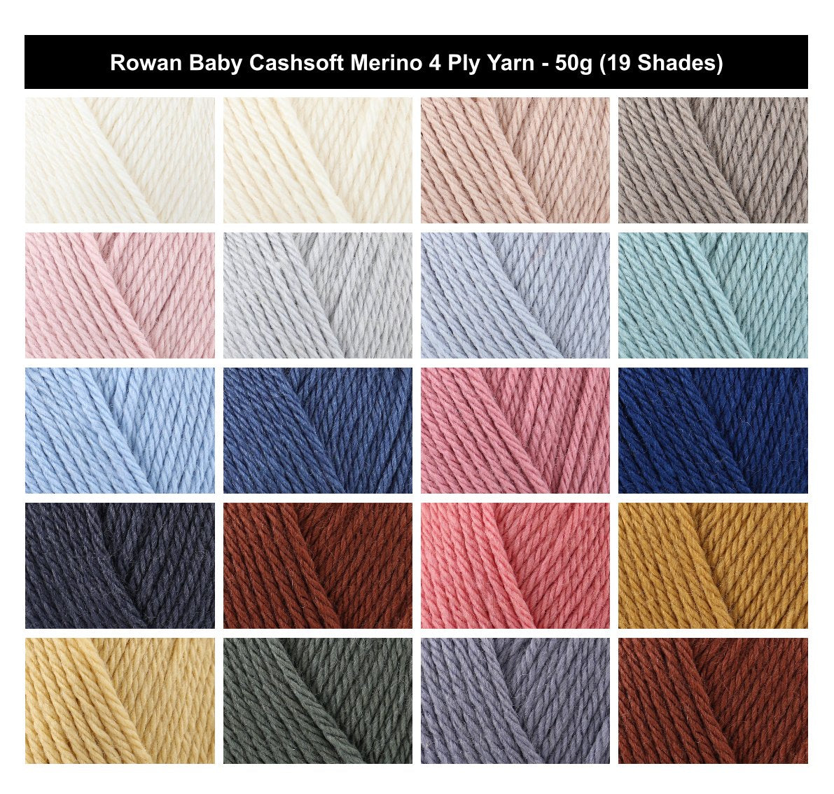 Rowan Baby Cashsoft Merino 4 Ply Soft Crochet Yarn - 50g, Wool Acrylic Cashmere Blend Knitting Yarn for Baby Adult Garments & Accesories