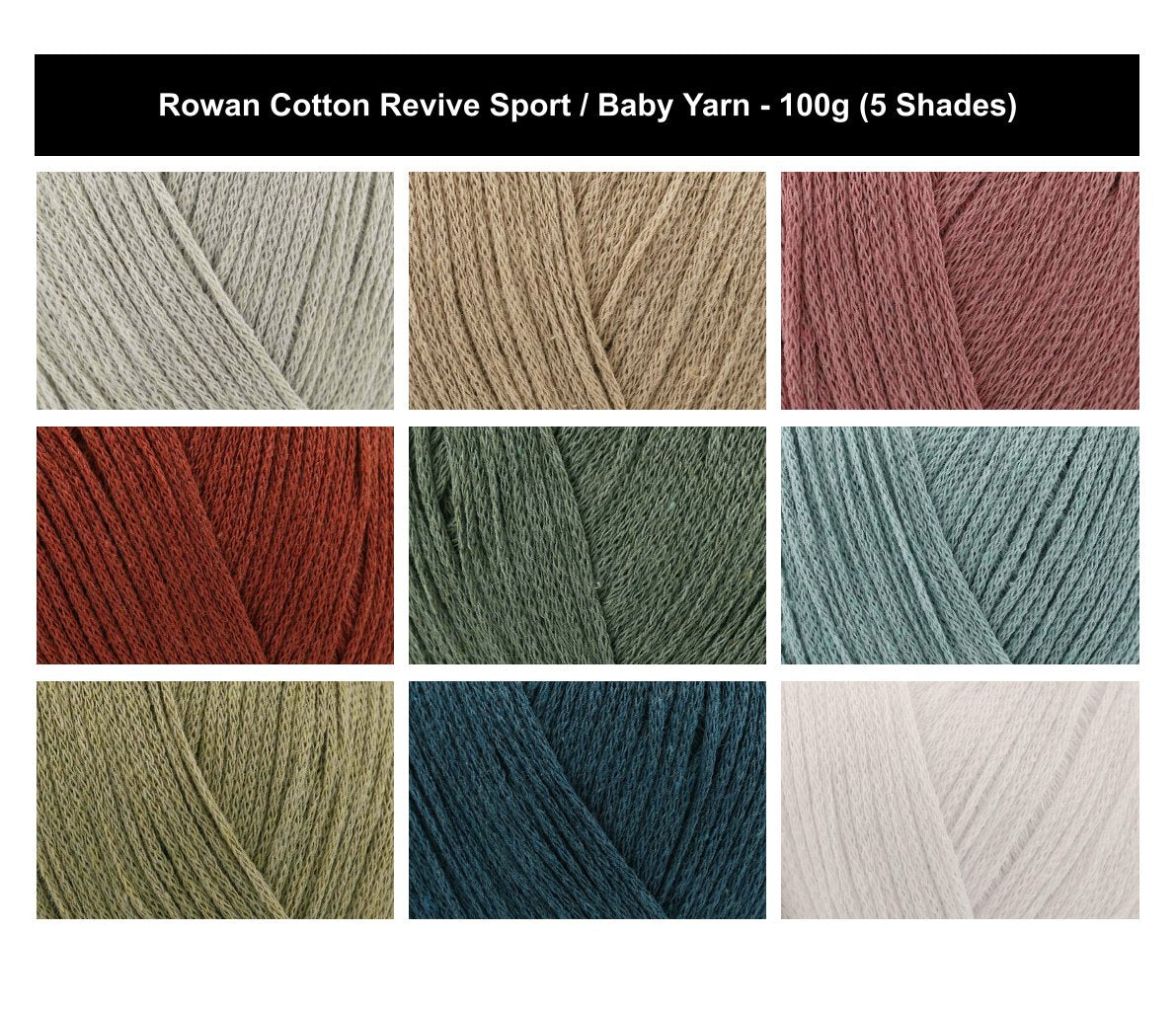 Rowan Cotton Revive Sport/Baby Weight Recycled Yarn - 100g, Cotton Blend Sustainable Eco Crochet Knitting Wool for Garments & Accessories