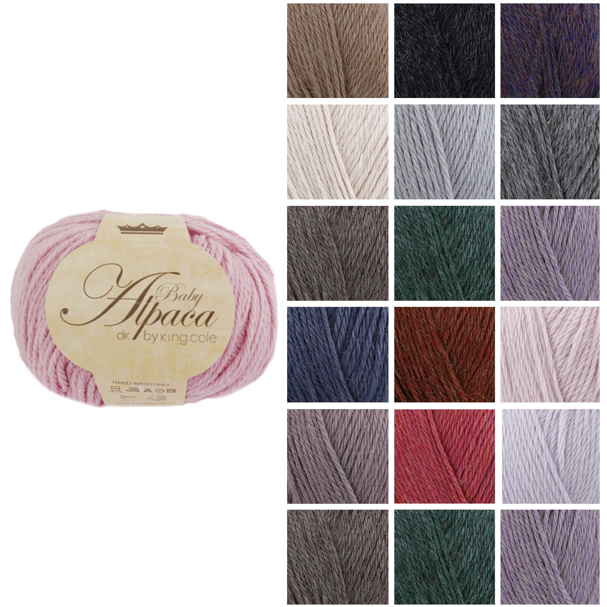 King Cole Baby Alpaca DK Yarn Soft Knitting Wool, Premium Hypoallergenic Alpaca Yarn for Crochet, Knitting & Crafts - 50g Ball