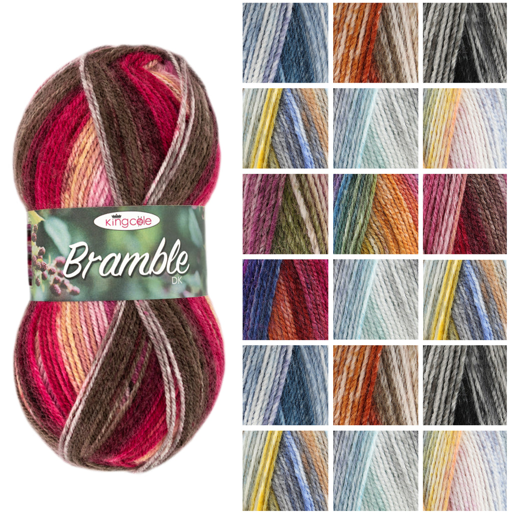 King Cole Bramble DK Yarn 100% Acrylic Self-Striping, Soft Double Knit Knitting & Crochet Yarn, 290 m Vibrant Colour Mixes - 100g