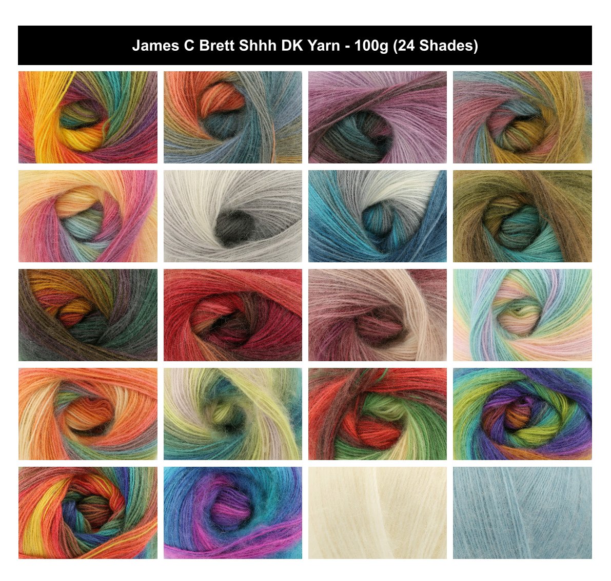 James C Brett Shhh DK Crochet Yarn - 100g, Soft Wool Acrylic Blend Double Knitting Lightweight Wool Yarn for Cardigans, Jumpers, Sweaters & Shawls
