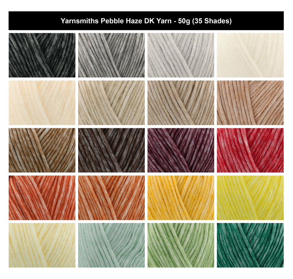 Yarnsmiths Pebble Haze DK Yarn - 50g, Cotton Acrylic Blend Stonewashed Soft Lightweight Knitting & Crochet Yarn for Blankets, Cardigans & Headwear