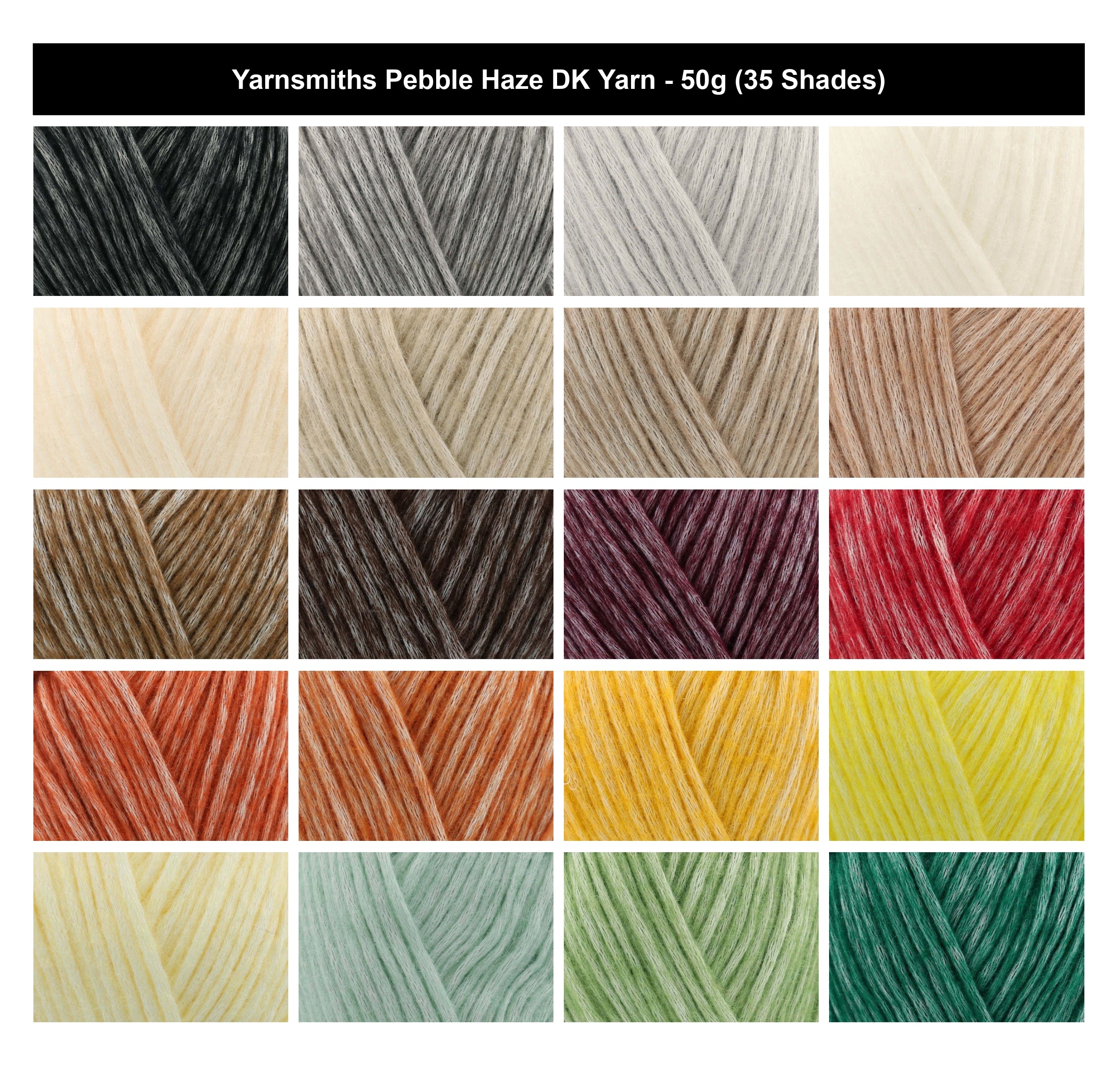 Yarnsmiths Pebble Haze DK Yarn - 50g, Cotton Acrylic Blend Stonewashed Soft Lightweight Knitting & Crochet Yarn for Blankets, Cardigans & Headwear