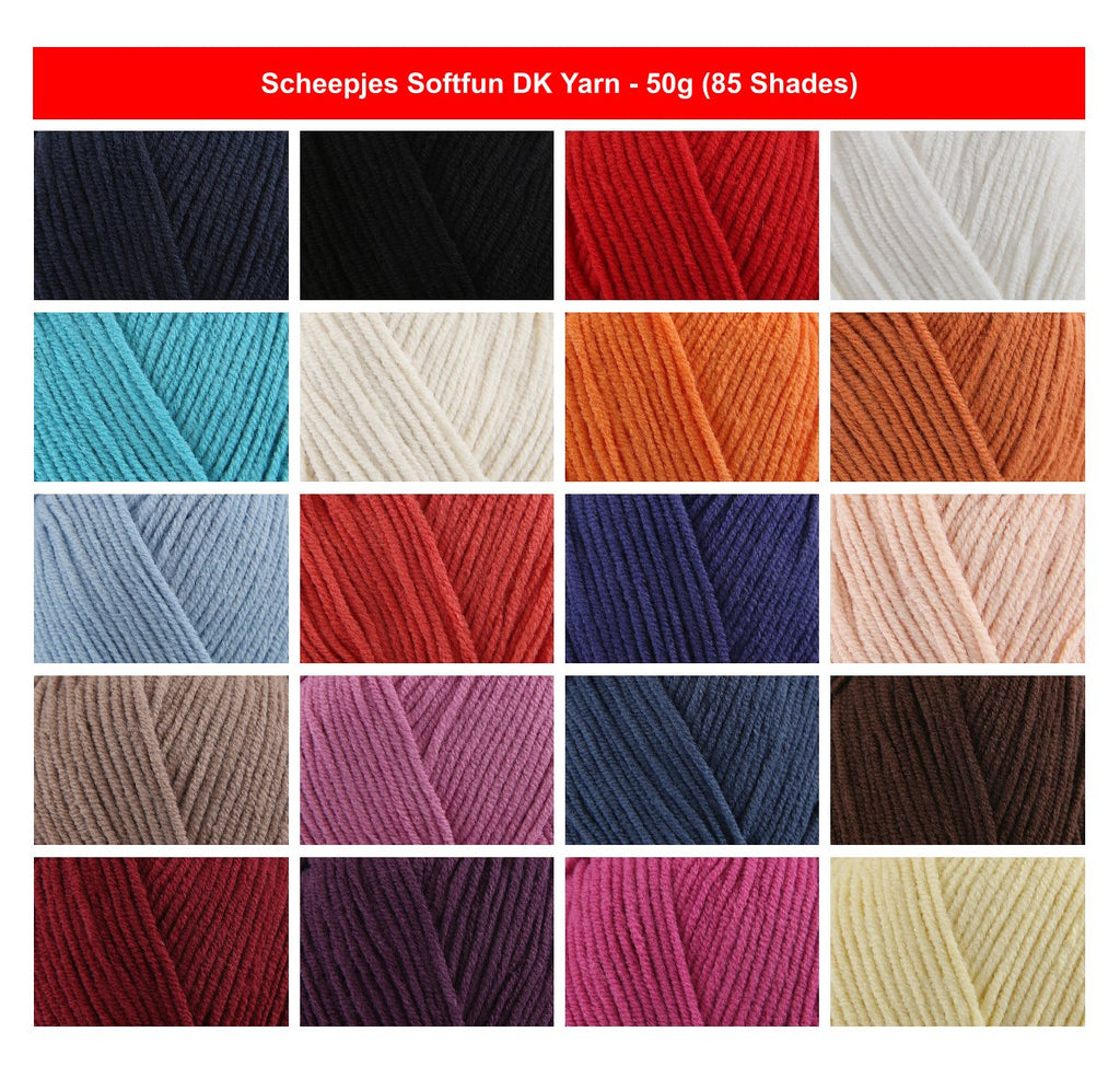 Scheepjes Softfun DK Yarn for Crochet & Knitting - 50g, Cotton Acrylic Soft Lightweight Double Knitting Wool for Baby Garments, Blankets & Toys