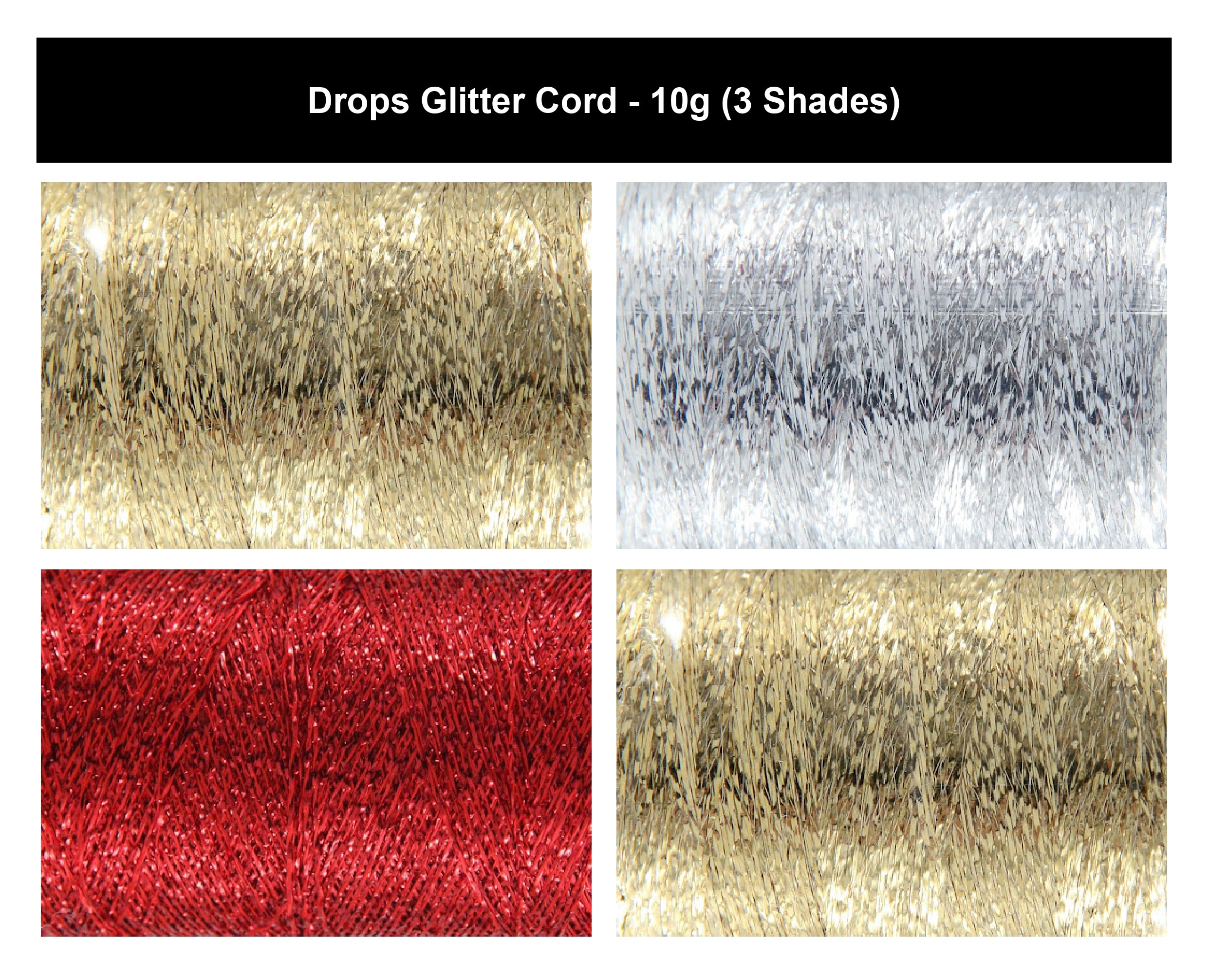Drops Glitter Thread Crochet Yarn - 10g, Cupro & Metal Blend Luxury Sparkling Metallic effect Knitting Thread for Festive Garments & Accessories