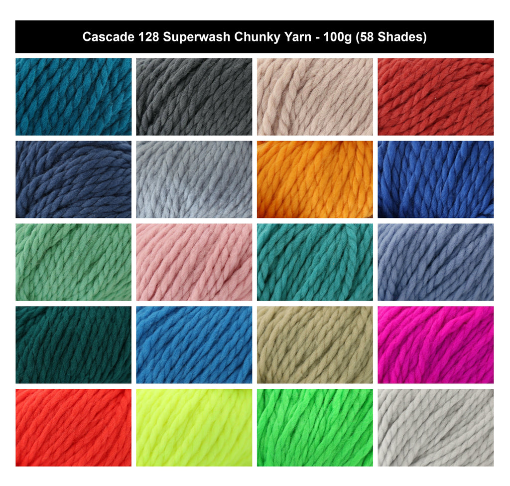 Cascade 128 Superwash Chunky Yarn - 100g, Luxury 100% Superwash Merino Wool Soft Bulky Knitting Wool Yarn for Crochet Kids Clothing, Afghans & Accessories