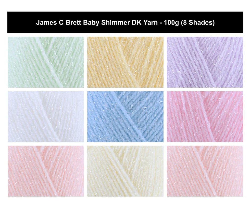 James C Brett Baby Shimmer DK Yarn - 100g, Soft Acrylic & Viscose Blend Sparkly Double Knitting Baby Yarn for Garments & Accessories