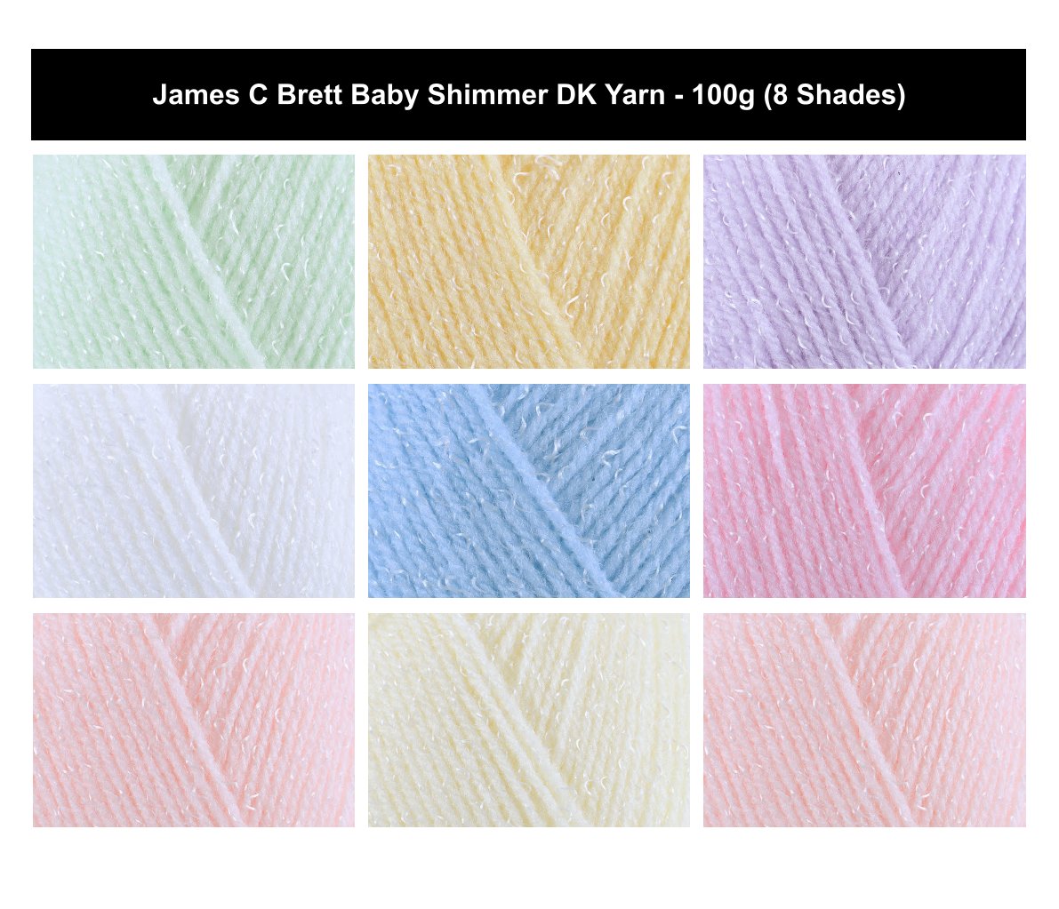 James C Brett Baby Shimmer DK Yarn - 100g, Soft Acrylic & Viscose Blend Sparkly Double Knitting Baby Yarn for Garments & Accessories