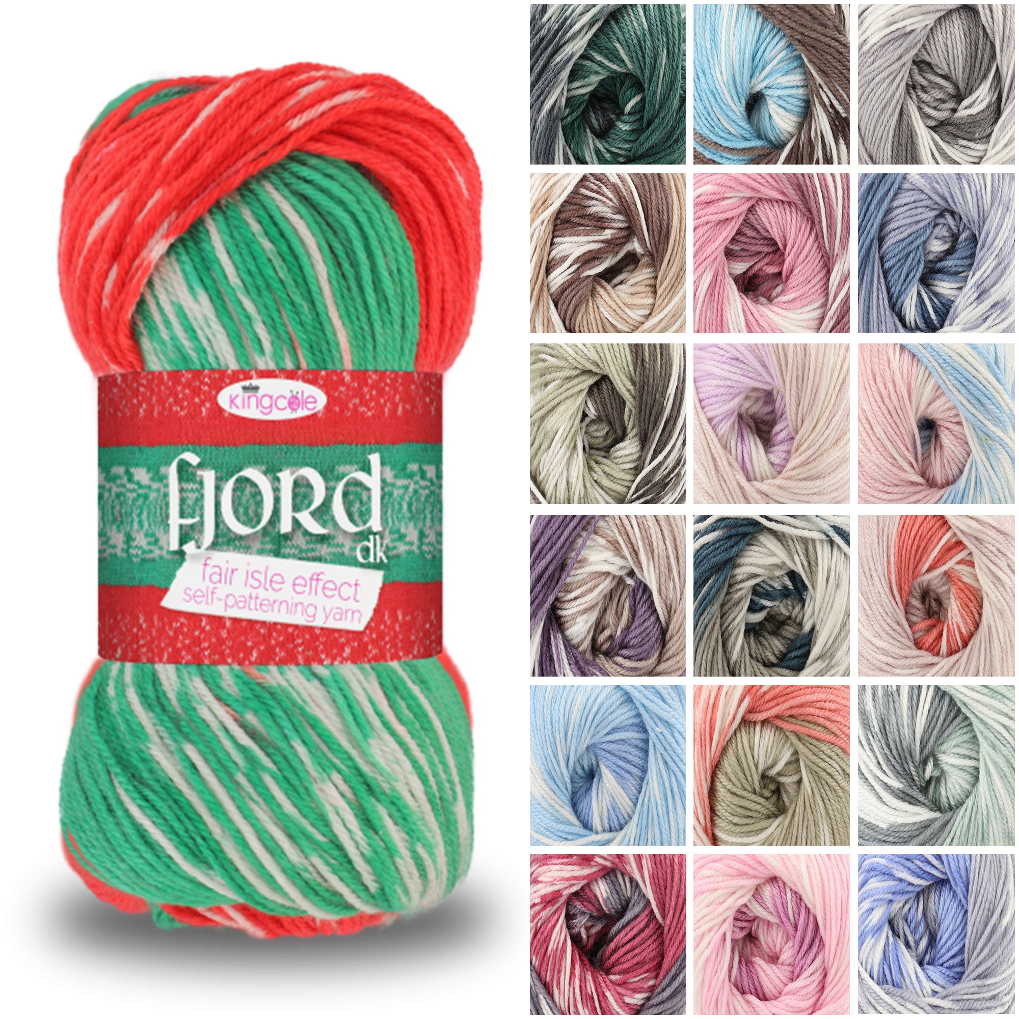 KingCole Fjord DK Yarn – 100% Anti?Pilling Acrylic Variegated Double Knit 250m for Scarves, Jumpers & Accessories - 100g