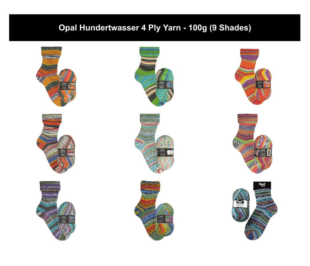Opal Hundertwasser 4 Ply Yarn - 100g, Wool Polyamide Blend Durable Self-Patterning Crochet & Knitting Sock Yarn for Colourful Socks & Accessories