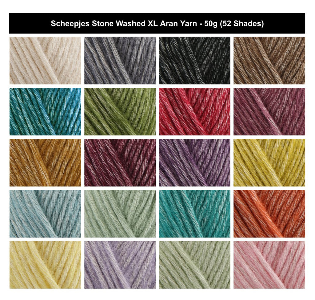 Scheepjes Stone Washed XL Aran Crochet Yarn - 50g, Cotton Acrylic Blend Cozy Knitting Wool With Soft Woolly Feel for Garments, Blankets & Headwear