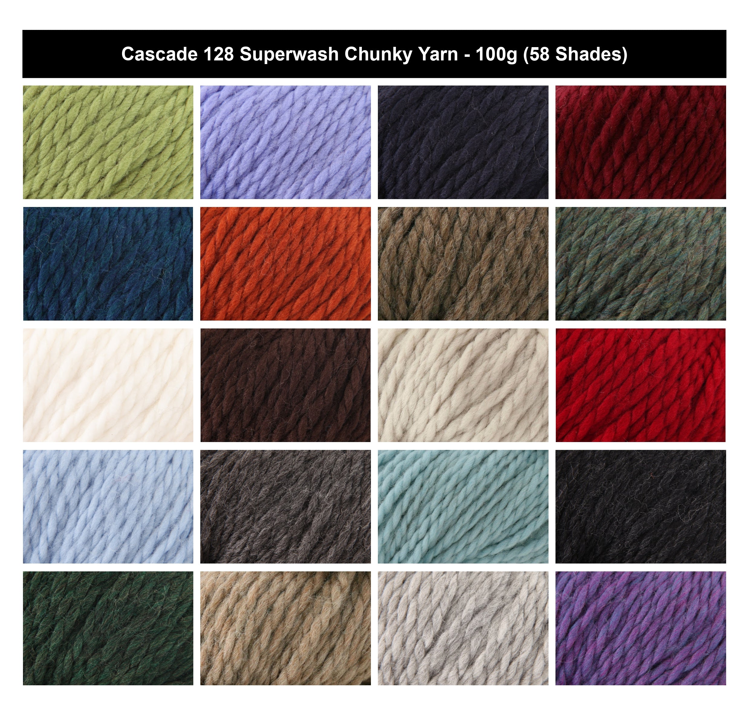 Cascade 128 Superwash Chunky Yarn - 100g, Luxury 100% Superwash Merino Wool Soft Bulky Knitting Wool Yarn for Crochet Kids Clothing, Afghans & Accessories