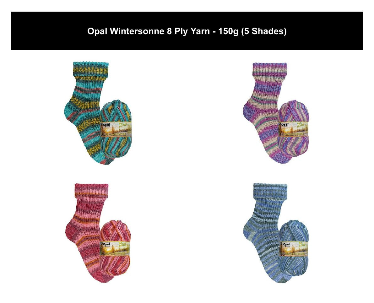 Opal Wintersonne DK 8 Ply Yarn - 150g, Wool Blend Self-Patterning Crochet & Double Knitting Wool Yarn for Colourful Thick Socks, Sweaters & Scarves