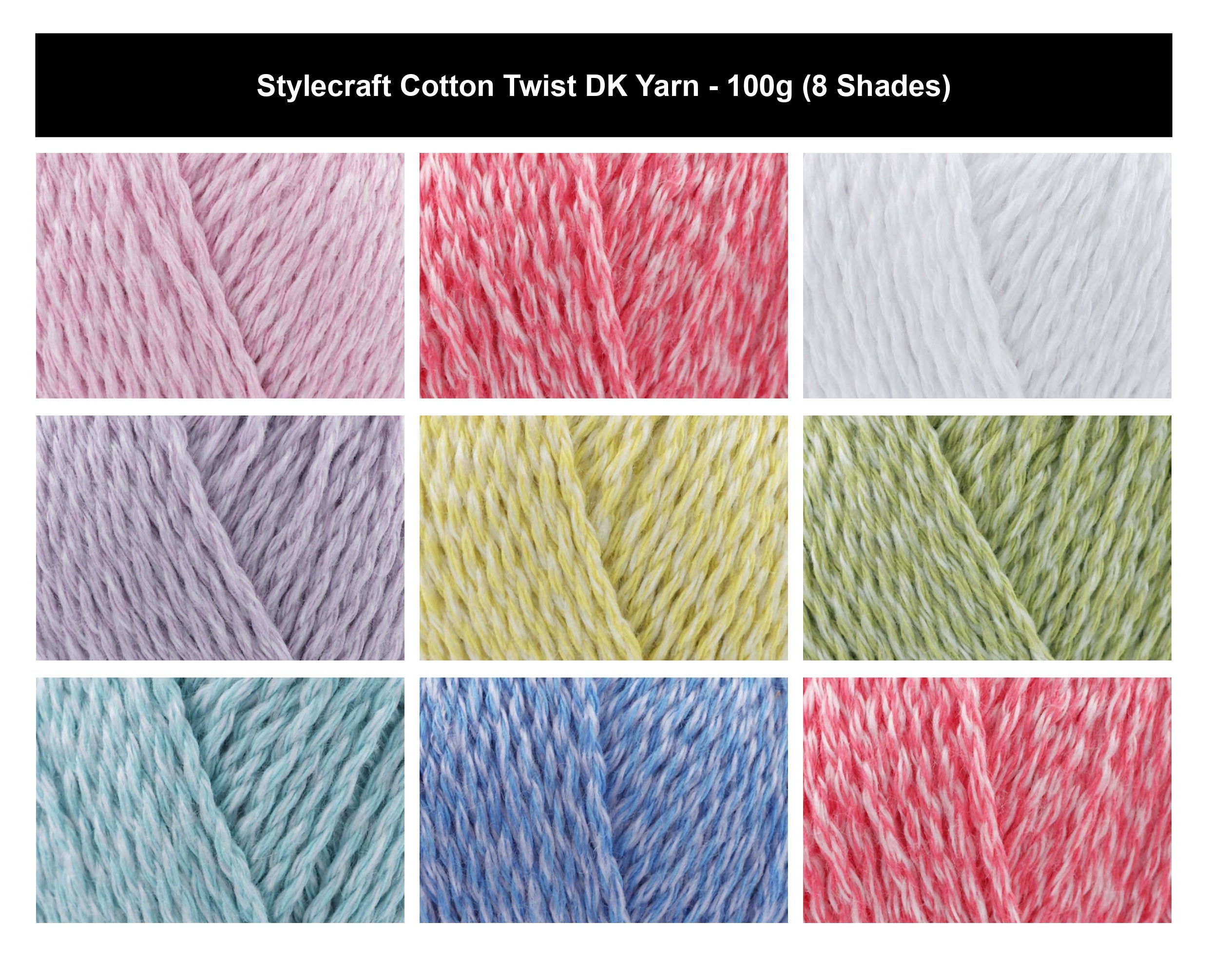 Stylecraft Cotton Twist Crochet DK Yarn - 100g, Cotton Acrylic Blend Double Knitting Wool for Jumpers, Sweaters, Tops, Cardigans, Waistcoats, Gilets & Coats