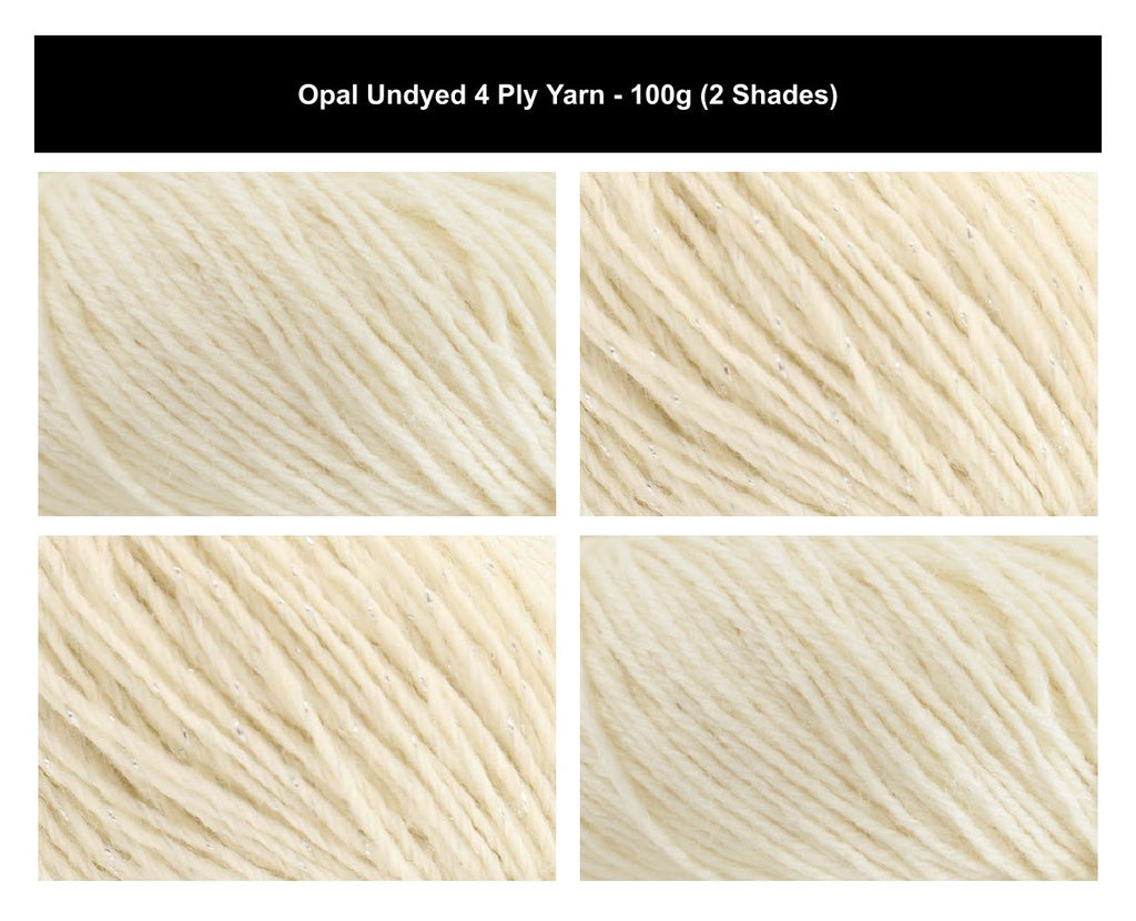 Opal Undyed 4 Ply Crochet Yarn - 100g, Wool & Polyamide Blend Lightweight Hand-Dyed Knitting Wool for Socks, Shawls & Accessories