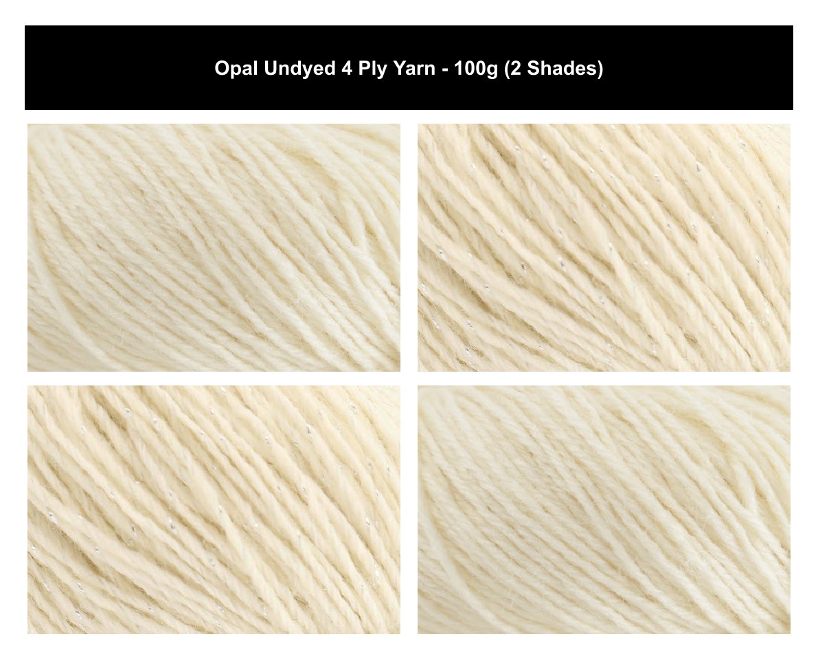 Opal Undyed 4 Ply Crochet Yarn - 100g, Wool & Polyamide Blend Lightweight Hand-Dyed Knitting Wool for Socks, Shawls & Accessories