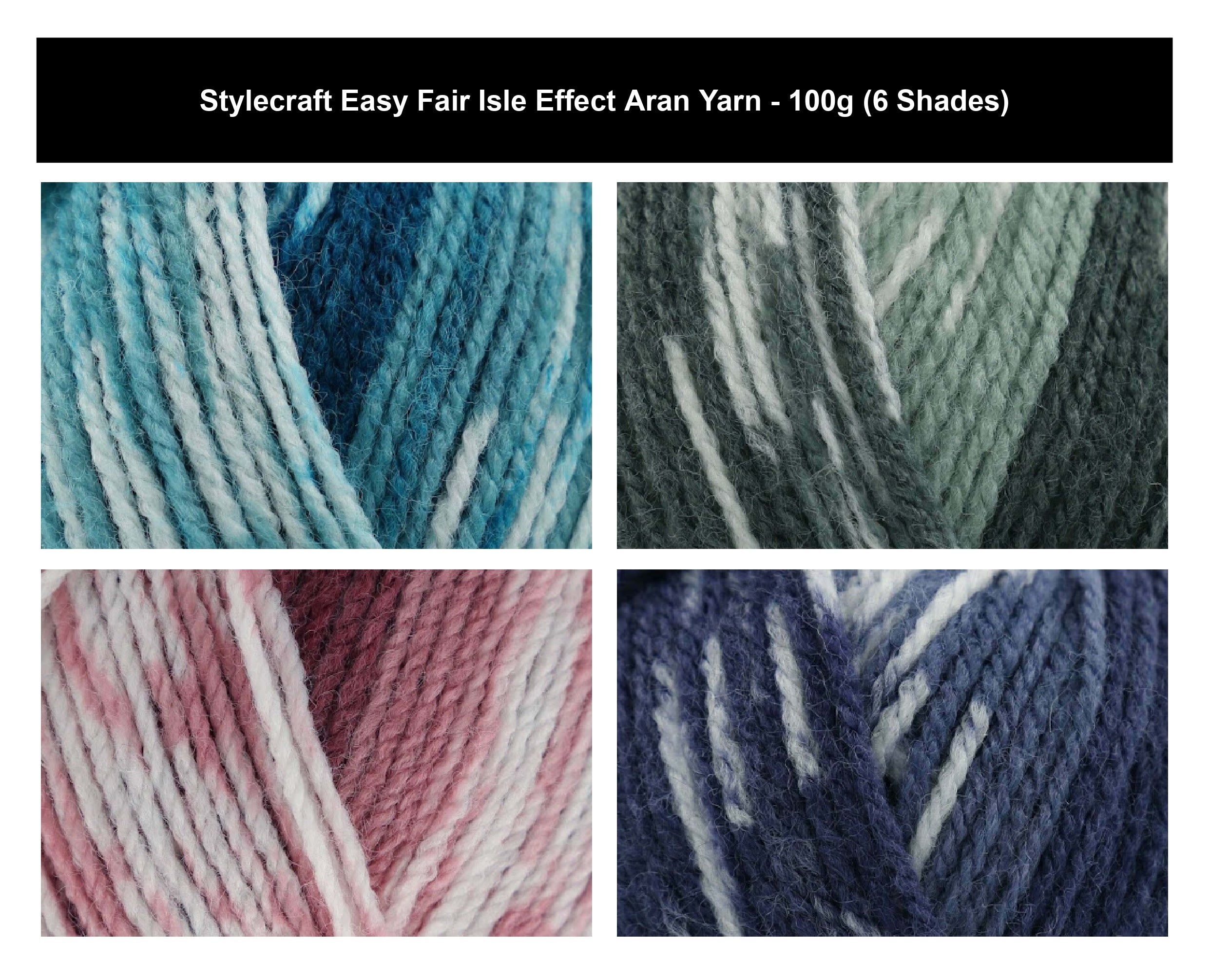 Stylecraft Easy Fair Isle Effect Aran Yarn, Luxury 100% Acrylic Colour Changing Fair Isle Pattern Soft Knitting Wool for Crochet Jumpers, Sweaters and Hats
