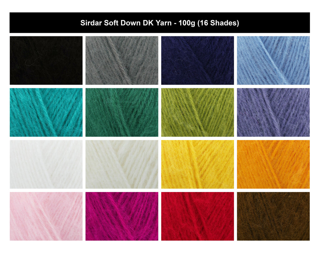 Sirdar Soft Down DK Brushed Finish Crochet Yarn - 100g, Wool Acrylic Blend Double Knitting Wool Yarn for Cardigans, Hats, Jumpers, Sweaters & Scarves