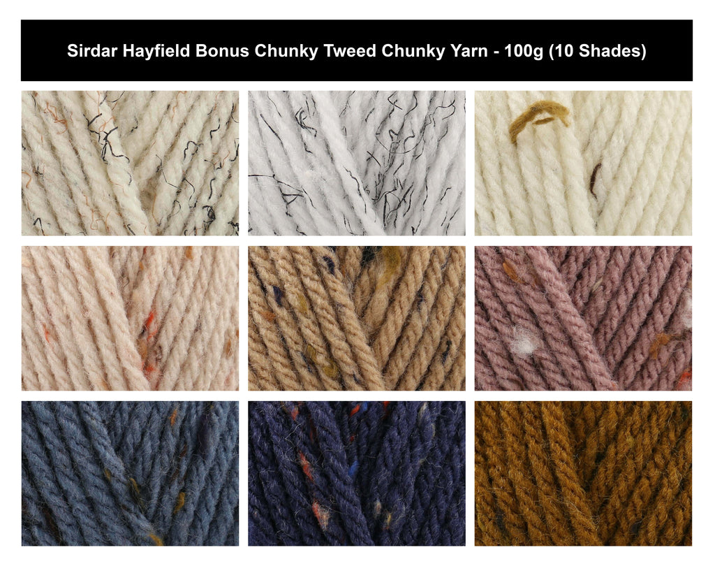 Sirdar Hayfield Bonus Chunky Tweed Crochet Yarn - 100g, Acrylic Knitting Yarn for Hats, Headwear, Scarves, Jumpers & Sweaters