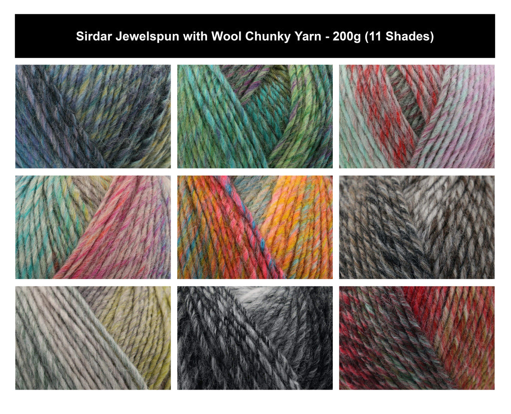 Sirdar Jewelspun Chunky Yarn - 200g, Soft Acrylic Wool Blend Multi-Coloured Single Ply Crochet & Knitting Yarn for Blankets, Scarves, Hats, Sweaters & Cushions