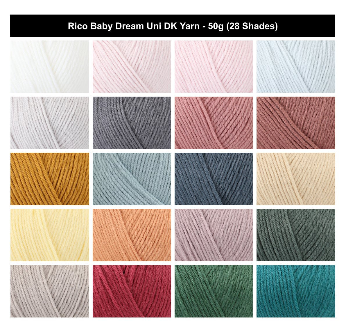 Rico Baby Dream Uni DK Crochet Yarn - 50G, Acrylic Polyamide Blend Solid Pastel Shade Soft Double Knitting Wool Baby Yarn for Garments, Blankets & Toys