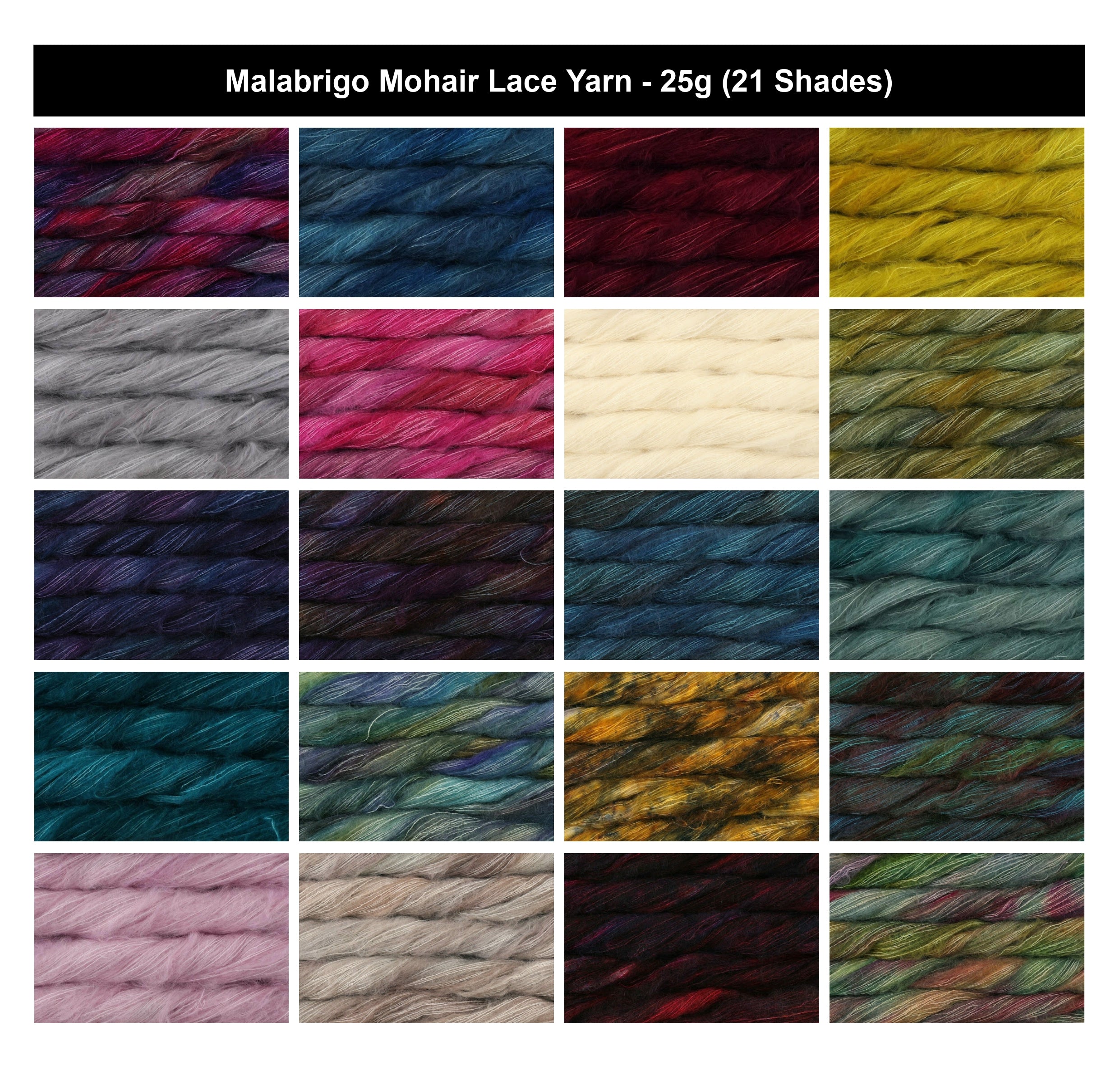 Malabrigo Mohair Luxury Lace Yarn - 25g, Luxury Mohair & Silk Blend, Soft Halo Effect Hand Kettle Dyed Crochet & Knitting Yarn for Shawls, Wraps & Garments
