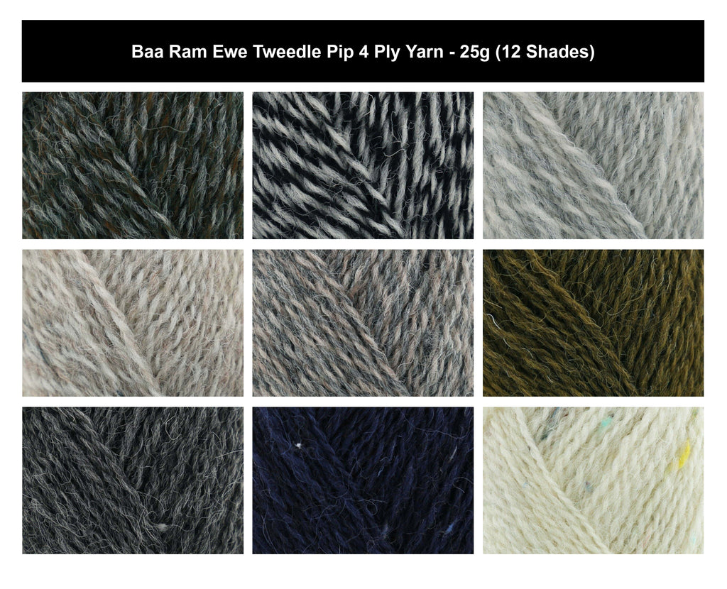 Baa Ram Ewe Tweedle Pip 4 Ply Tweed Yarn - 25g, 100% British Wool Colourwork Crochet Knitting Wool for Fair Isle Garments Hats & Mittens
