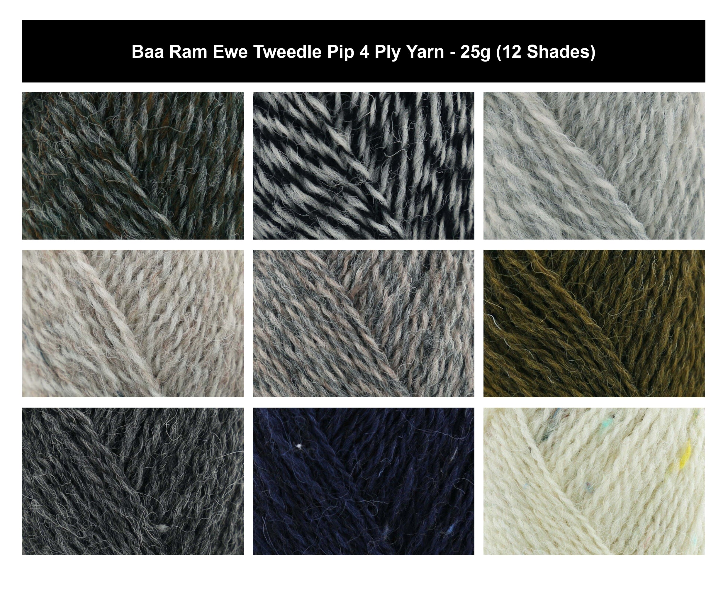 Baa Ram Ewe Tweedle Pip 4 Ply Tweed Yarn - 25g, 100% British Wool Colourwork Crochet Knitting Wool for Fair Isle Garments Hats & Mittens