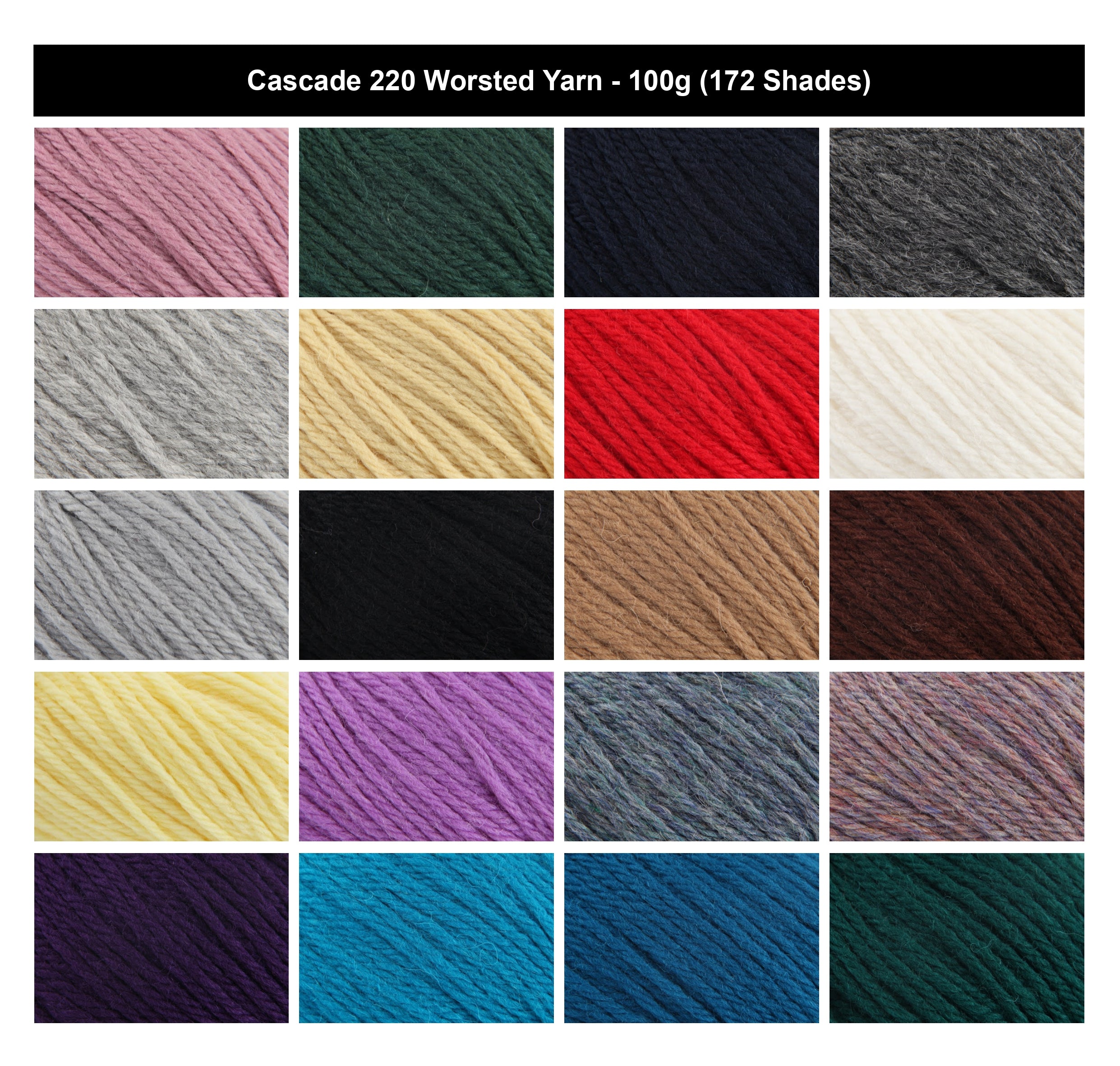 Cascade 220 Worsted Crochet Yarn - 100g, Luxury 100% Highland Wool Easy-To-Work Knitting Wool for Garments, Felting Projects & Accessories
