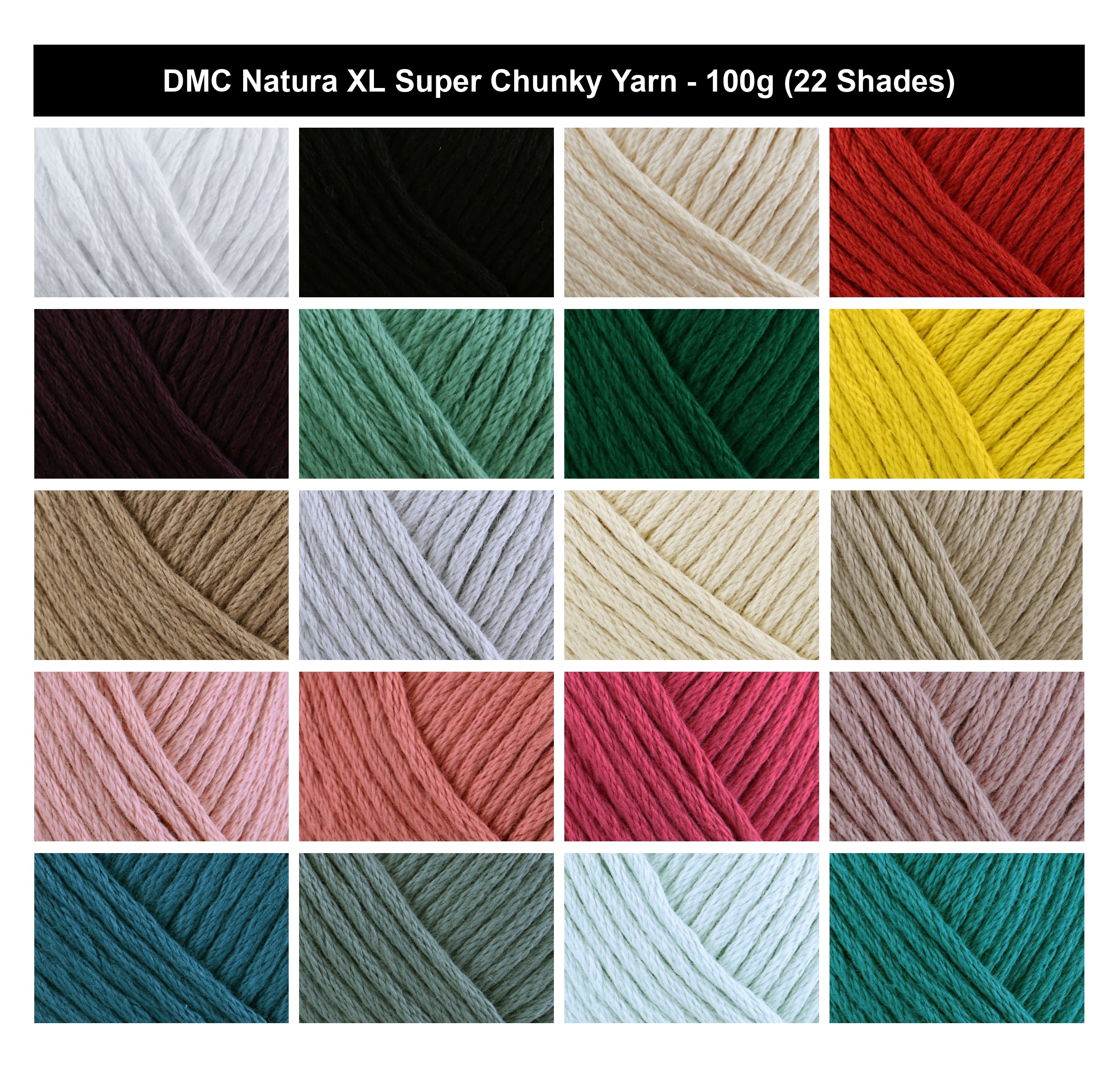 DMC Natura XL Super Chunky Yarn for Crochet - 100g, 100% Cotton Light & Flexible Texture Knitting Yarn for Accessories & Home Decoration