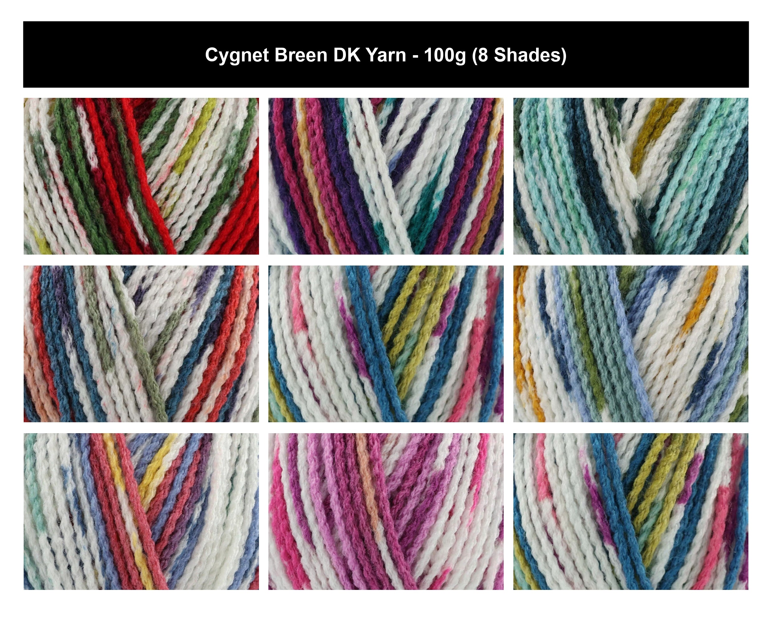 Cygnet Breen DK Crochet Yarn - 100g, 100% Acrylic Self-Patterning Double Knitting Fair Isle effect Yarn for Garments and Home Accessories