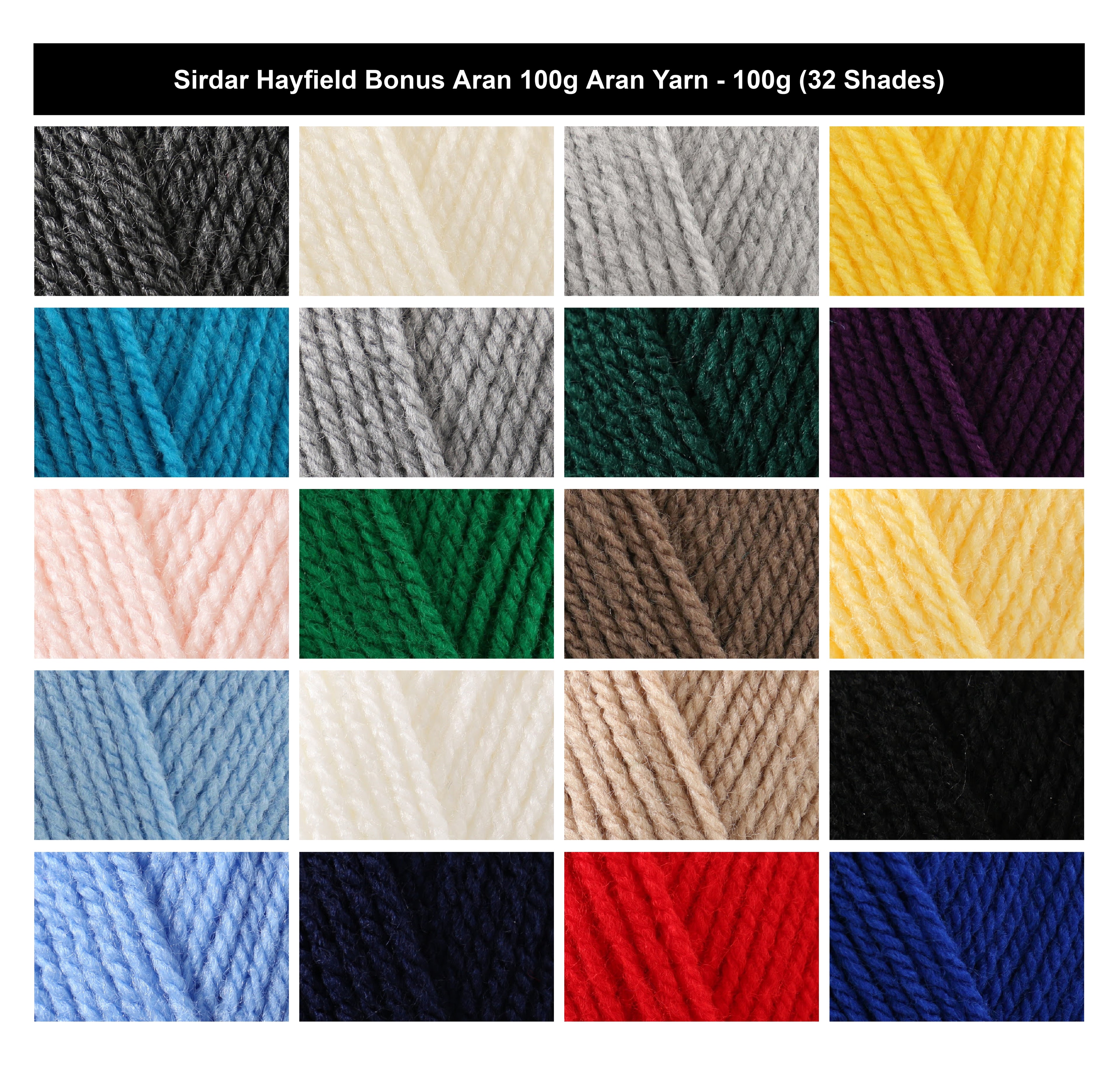 Sirdar Hayfield Bonus Aran Crochet Yarn - 100g, 100% Acrylic Machine Washable Knitting Wool for Cardigans, Jumpers, Sweaters & Toys