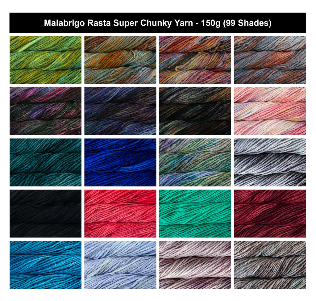 Malabrigo Rasta Super Chunky Yarn - 150g, Uruguayan 100% Marino Wool, Single Ply Hand Kettle Dyed Knitting Crochet Yarn for Hats, Cowls & Scarves